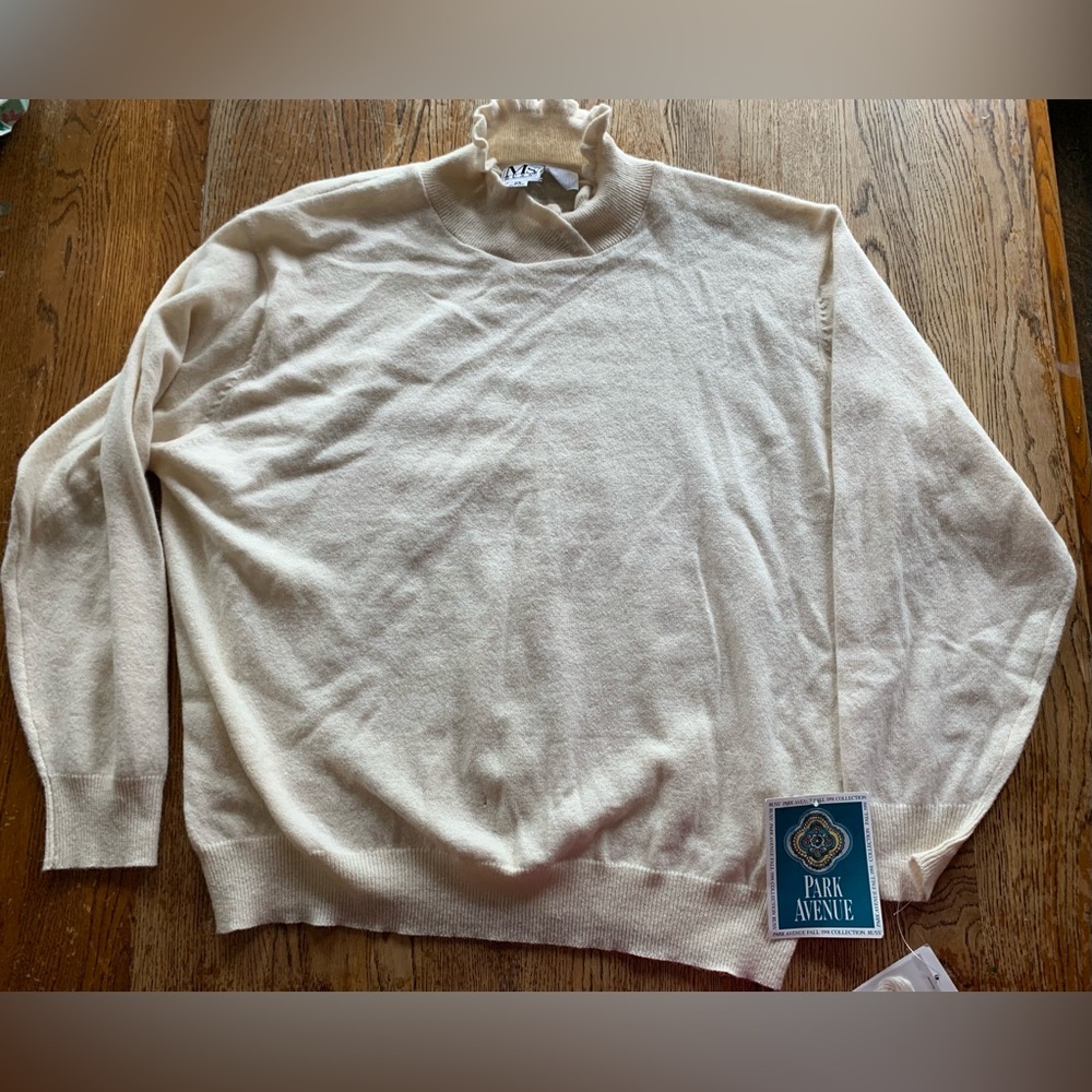 Vintage Ms Russ Sweater W/tags  2X Lambs Wool Angora Rabbit Nylon Cream FLAW*